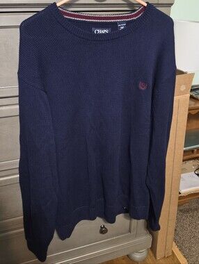 Chaps Navy Crewneck Pullover with Subtle Logo
